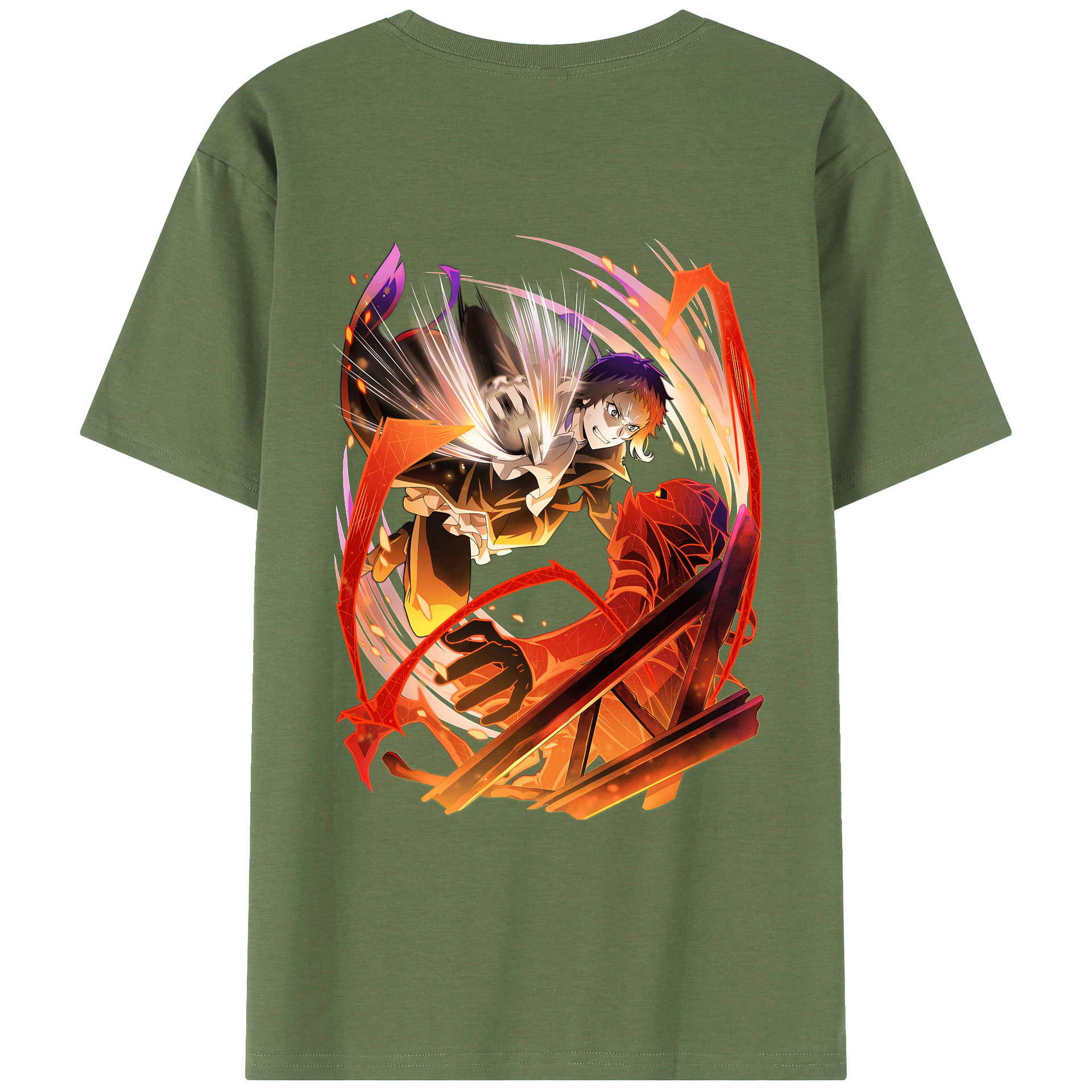 （画像用） 文豪ストレイドッグス Bungo Stray Dogs 綿100％ メンズ半袖Tシャツ（バックプリント） 通気性